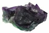 Purple-Green Octahedral Fluorite Crystals on Quartz - Fluorescent #125311-1